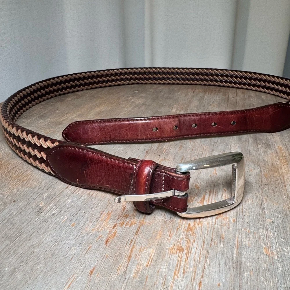 Brighton Woven Leather Belt w/ Silver Buckle